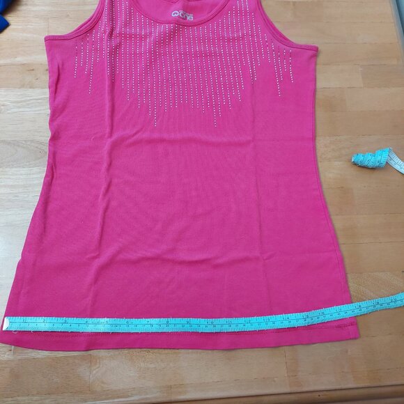 Warehouse One scoop neck tank front embellished detail Pink Women's Large - Picture 5 of 7
